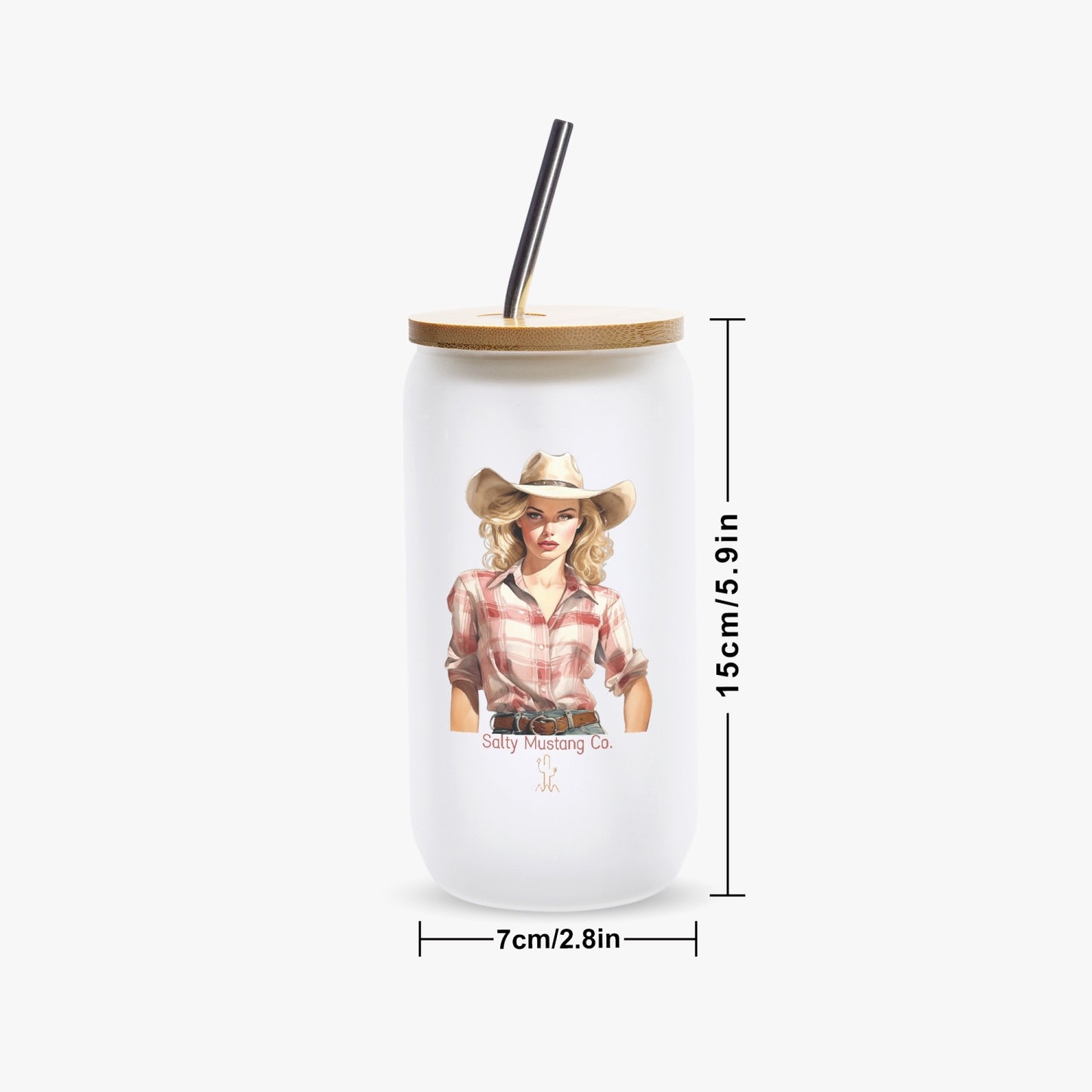 Brewster County Cowgirl Frosted Glass Cup