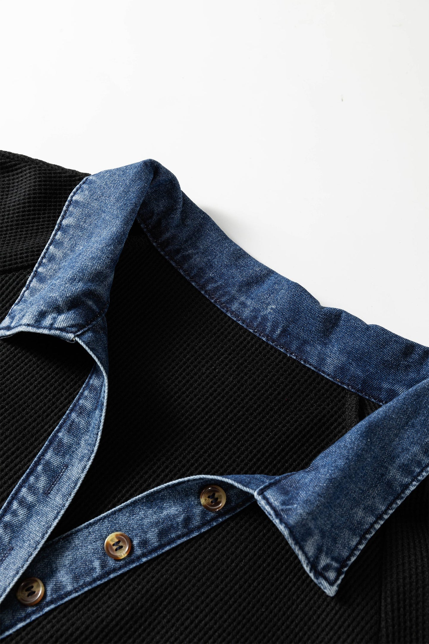 Plus Size Denim Colorblock Polo Collar Mini Dress