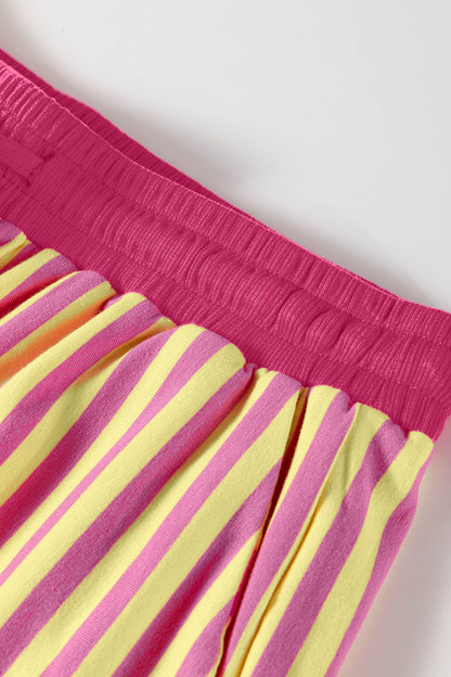 Stripe Colorblock V-Neck Tee & Drawstring Short Set
