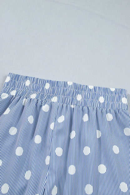 Polka Dot Shirred High Waist Shorts