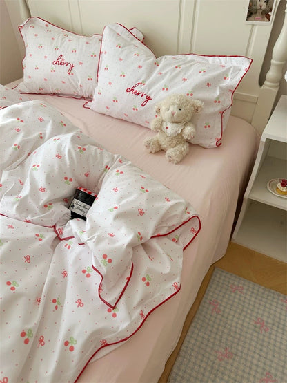 Coquette Cherry Embroidered Bedding Set