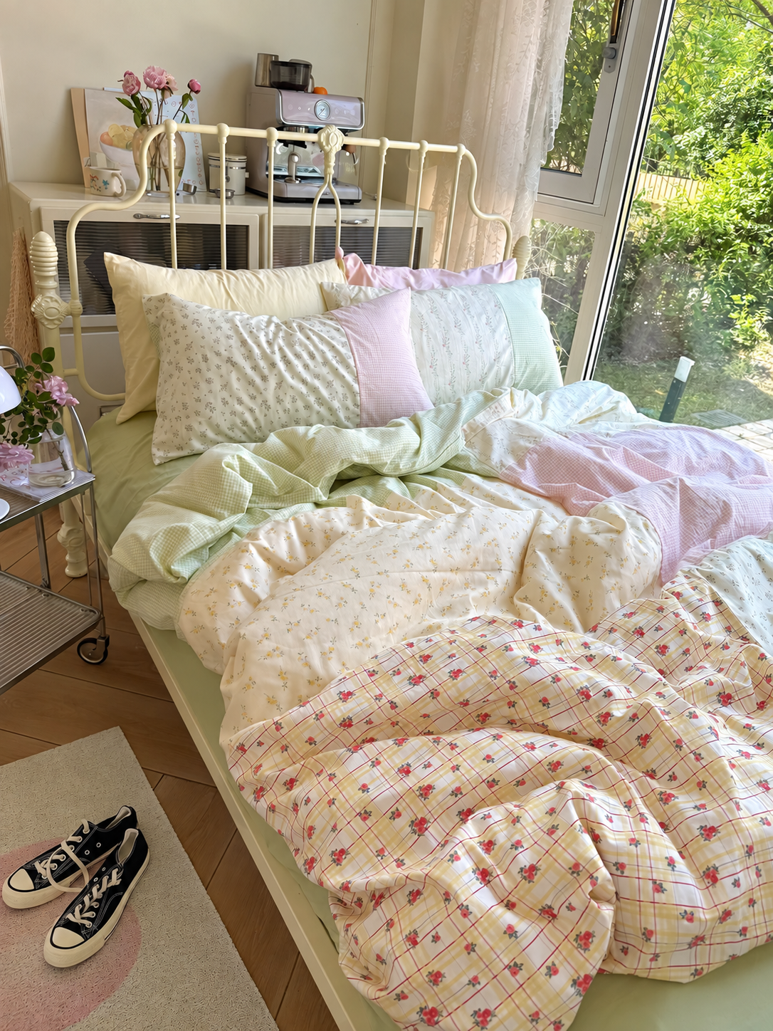 Spring Green Floral Duvet Cover Set