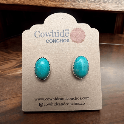 Genuine Thunder Creek Turquoise Sterling Silver Post Earrings — 10×14mm (Native-Style)