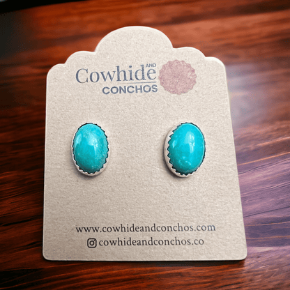 Genuine Thunder Creek Turquoise Sterling Silver Post Earrings — 10×14mm (Native-Style)