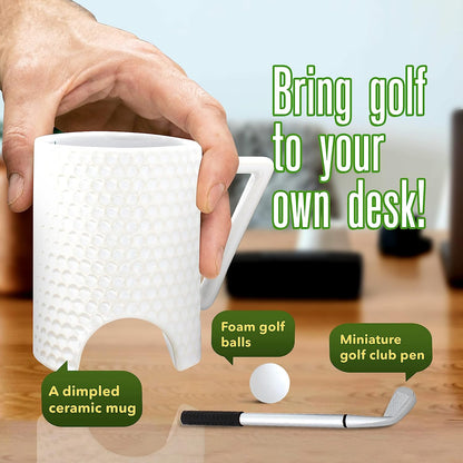 Golf Putting Mug Set ⛳ Funny Gift w/ Mini Ball, Club Pen – Perfect for Golfers!