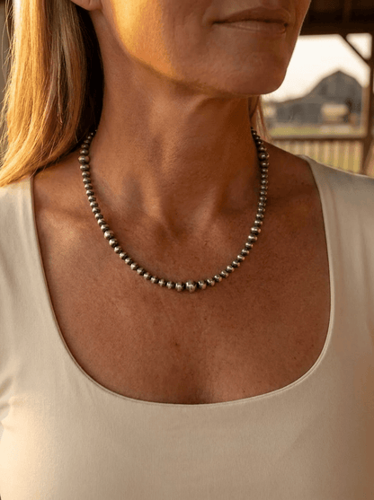 Graduated Sterling Pearl Necklace — 18 inch (4-5-6-8mm)
