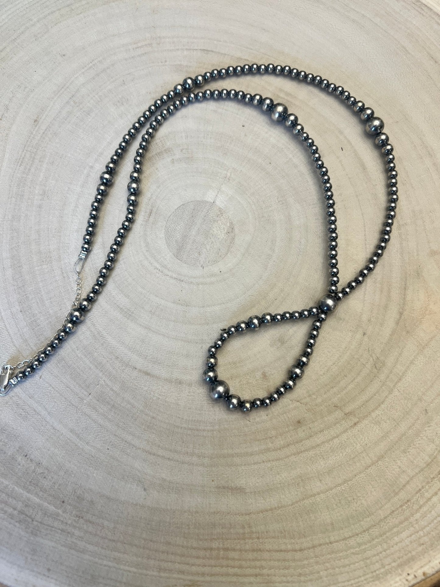 Graduated Sterling Pearl Hoop Necklace — 23 inch (4-5-6-8mm)