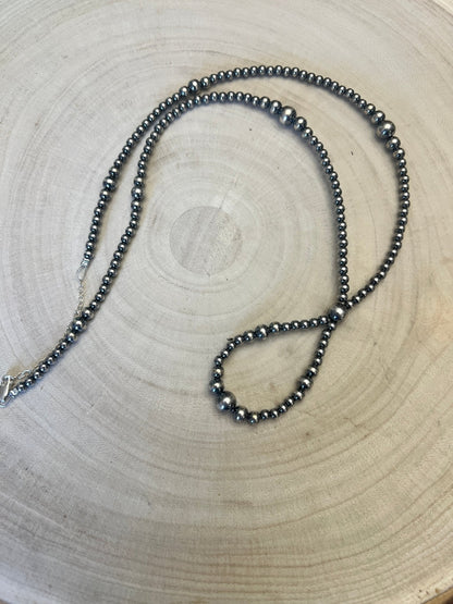 Graduated Sterling Pearl Hoop Necklace — 23 inch (4-5-6-8mm)