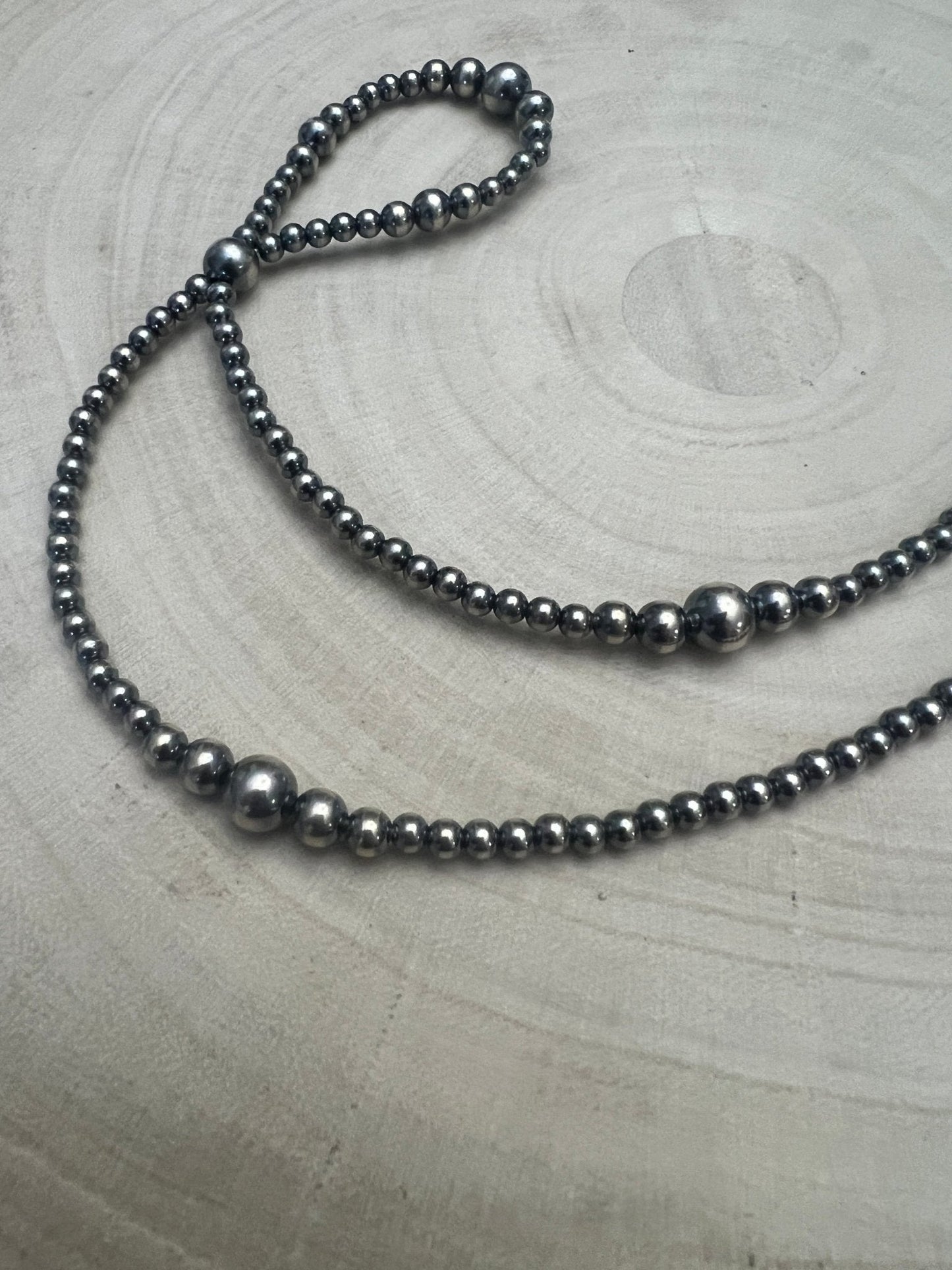 Graduated Sterling Pearl Hoop Necklace — 23 inch (4-5-6-8mm)