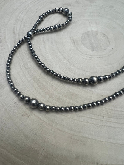 Graduated Sterling Pearl Hoop Necklace — 23 inch (4-5-6-8mm)