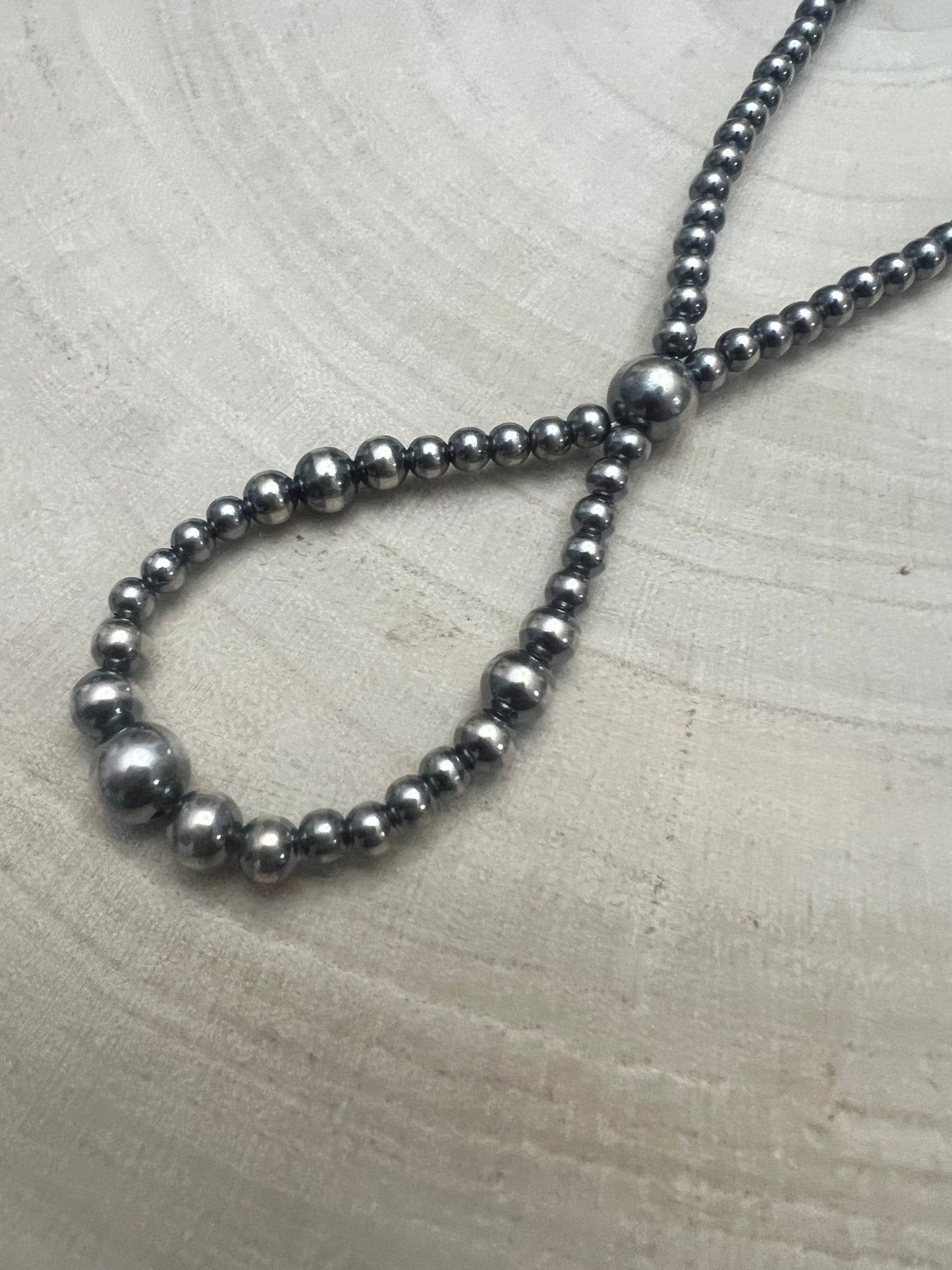 Graduated Sterling Pearl Hoop Necklace — 23 inch (4-5-6-8mm)
