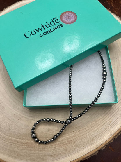 Graduated Sterling Pearl Hoop Necklace — 23 inch (4-5-6-8mm)