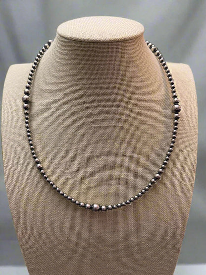 Graduated Sterling Pearl Necklace — 18 inch (4-5-6-8mm)