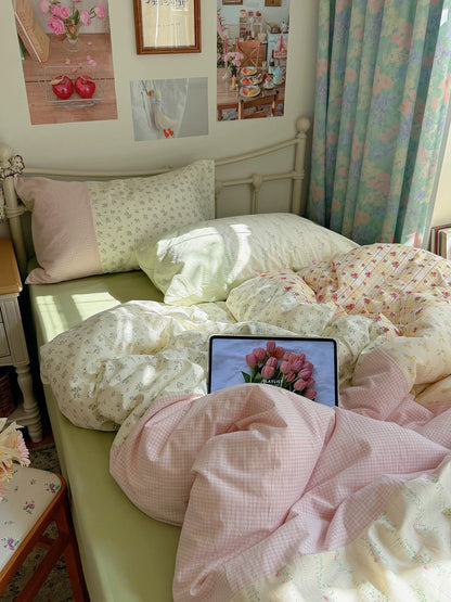 Spring Green Floral Duvet Cover Set