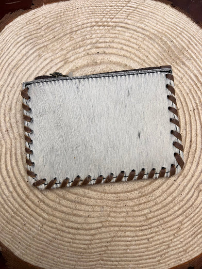 Western Hair-on-Hide Coin Purse — Brown & White Cowhide Mini Accessory