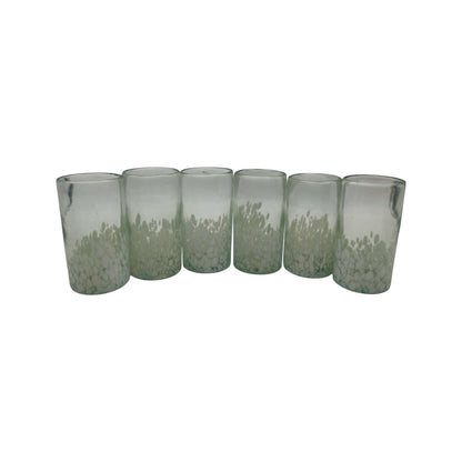 Hand-Blown Mexican Highball Glass | White & Clear Artisan Design
