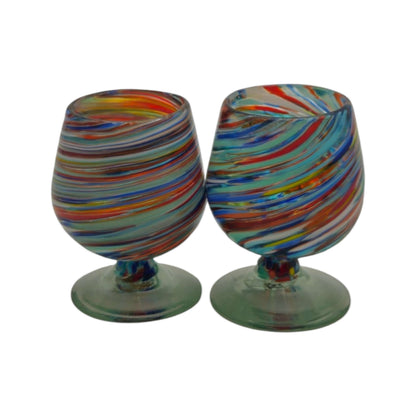 Hand-Blown Mexican Shot Glass | Confetti Swirl Cognac Design