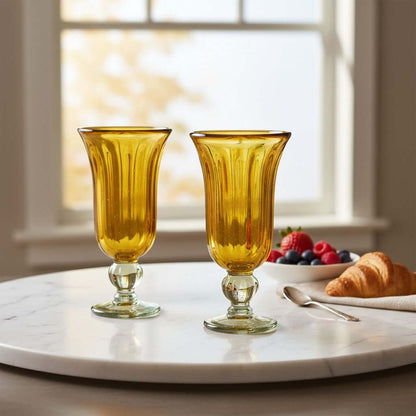 Hand-Blown Mexican Sundae Glass | Amber Rustic Design