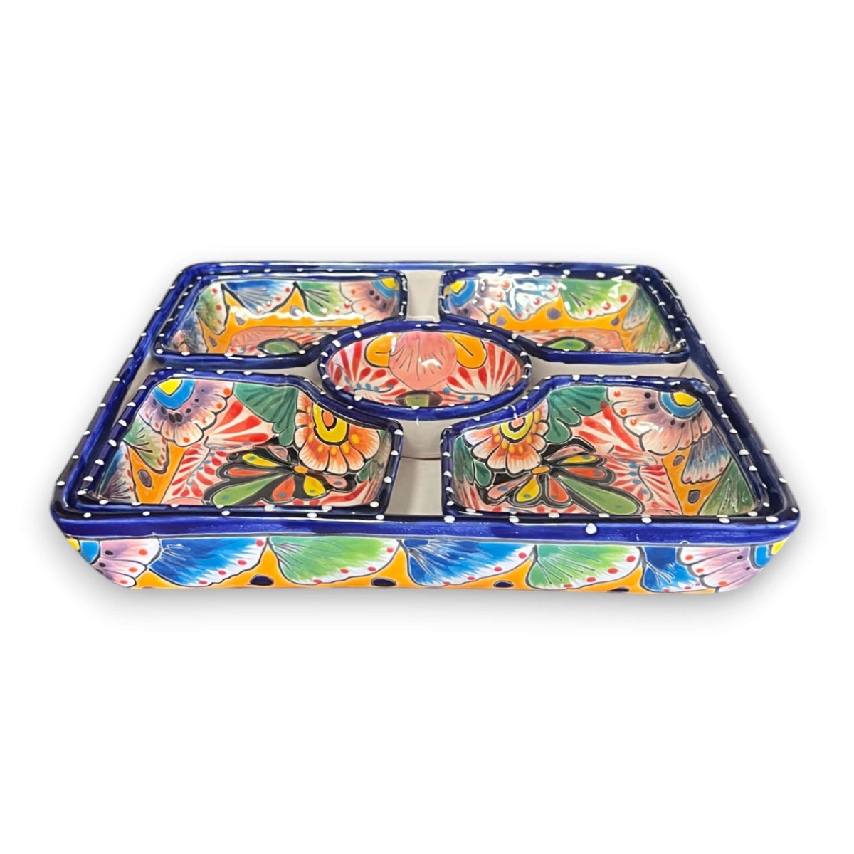 Square Talavera Appetizer Tray | Hand-Painted Mexican Serving Dish