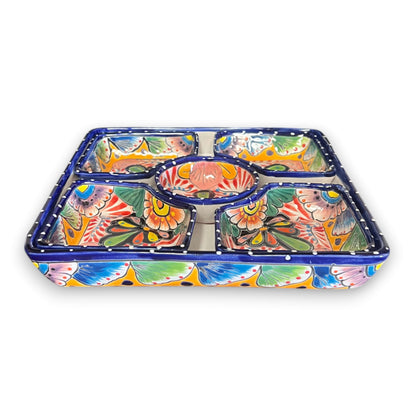 Square Talavera Appetizer Tray | Hand-Painted Mexican Serving Dish