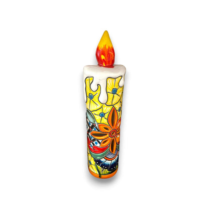 Talavera Candle Figurine | Hand-Painted Decorative Mexican Ceramic Art