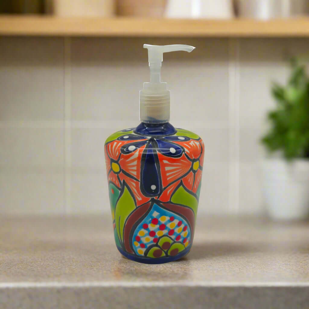 Talavera Floral Soap Pump | Hand-Painted Mexican Ceramic