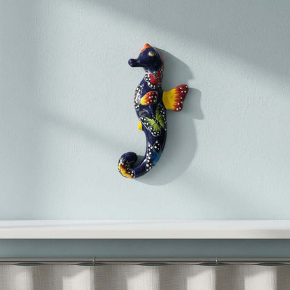 Talavera Seahorse Figurine | Hand-Painted Wall Art