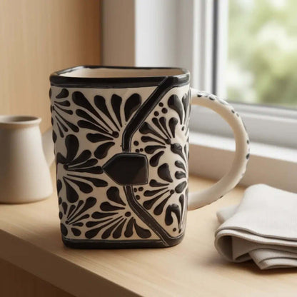 Brown & White Talavera Purse Planter | Handmade Pot