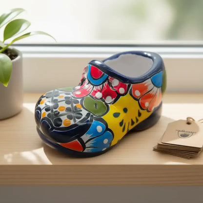 Vibrant Talavera Shoe Planter | Handmade Mexican Pottery