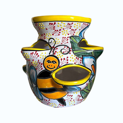 Handmade Talavera Strawberry Pot | Bumble Bee Garden Planter