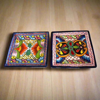 8" Square Talavera Plate | Colorful Mexican Handmade Dish
