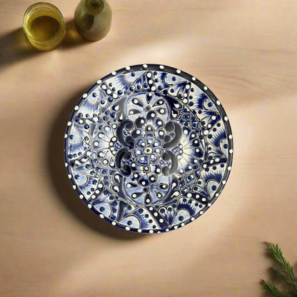 6" Talavera Blue & White Dinner Plate | Mexican Dinnerware