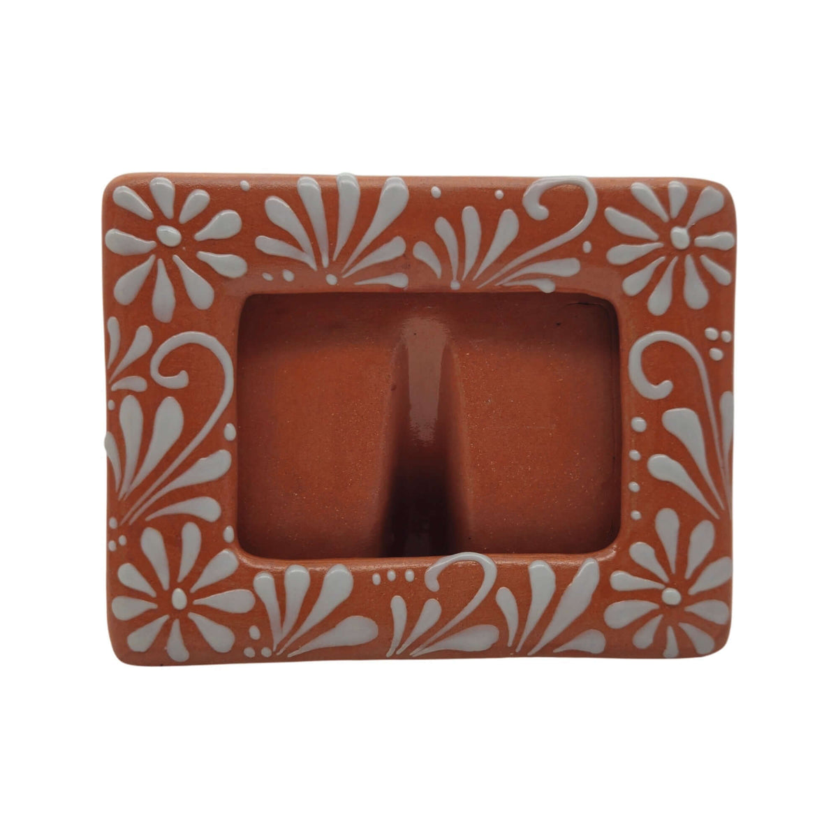 Handmade Talavera Photo Frame | Terracotta & White Design