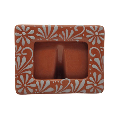 Handmade Talavera Photo Frame | Terracotta & White Design