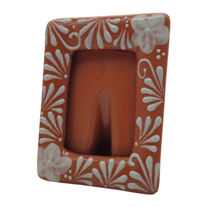 Handmade Talavera Photo Frame | Terracotta & White Design