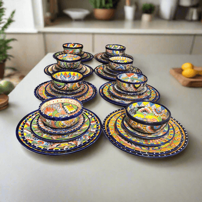 40-Piece Talavera Dinnerware Set | Colorful Tableware for 8