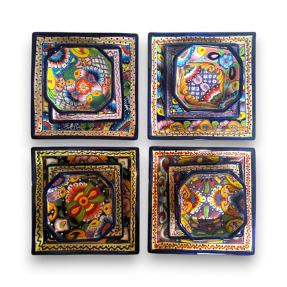 Talavera Square Dinnerware Set | 12-Piece Mexican Pottery Set