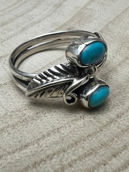 Harry Yazzie Navajo Kingman Turquoise Sterling Silver Ring — Size 7