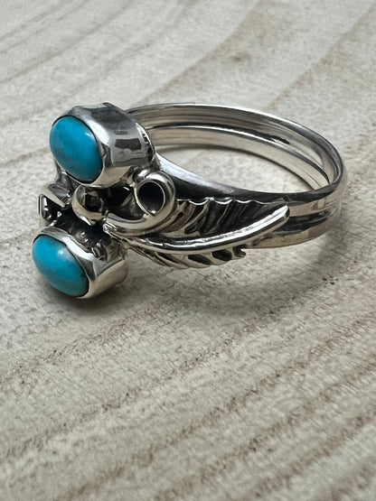 Harry Yazzie Navajo Kingman Turquoise Sterling Silver Ring — Size 7