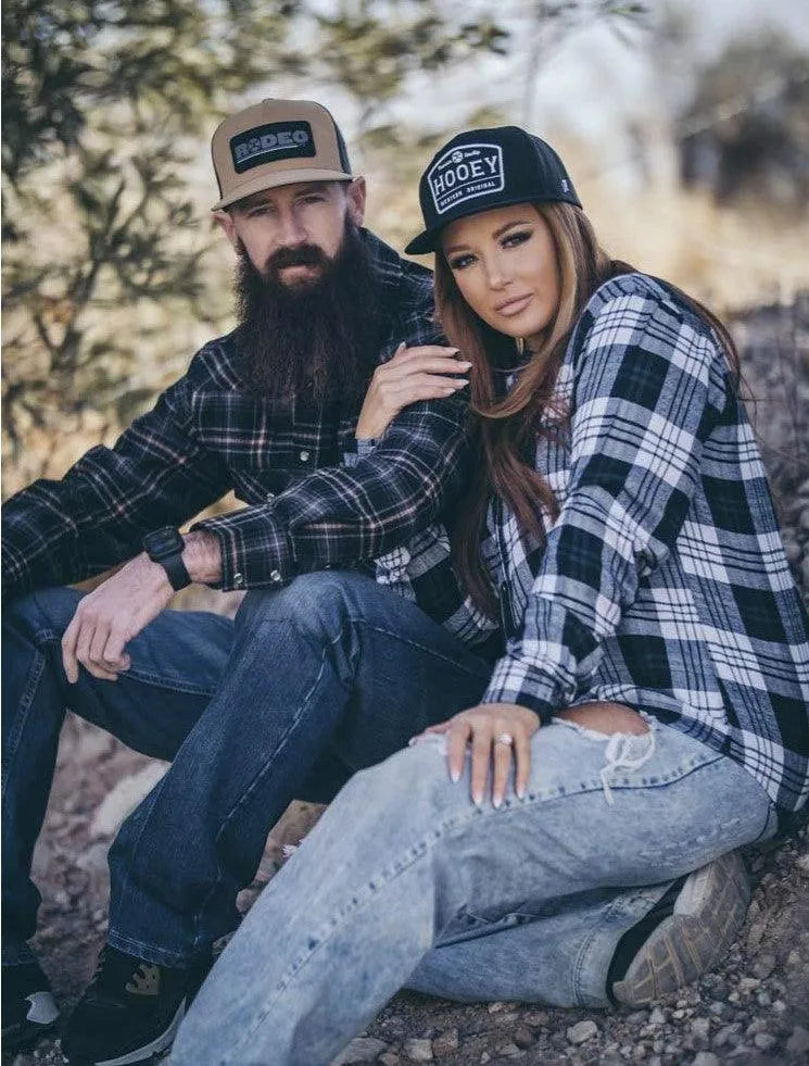 HOOey Flannel (Black/Cream) - Men's Work Shirt (Closeout)