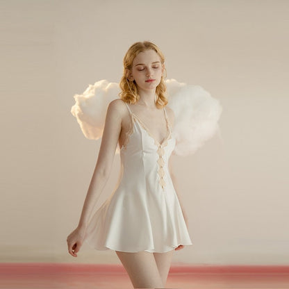 Lace Hem Silky Bridal Lingerie Set - 5 Colors, Sizes S to 5XL