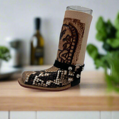 Cowboy Boot Shot Glass | Authentic Mexican Leather-Wrapped Glass