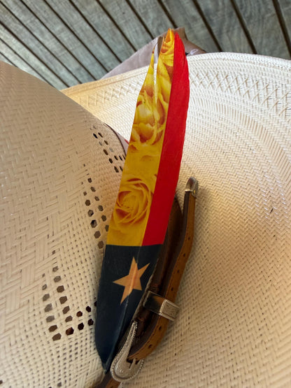 Texas Flag & Yellow Rose Western Hat Feather