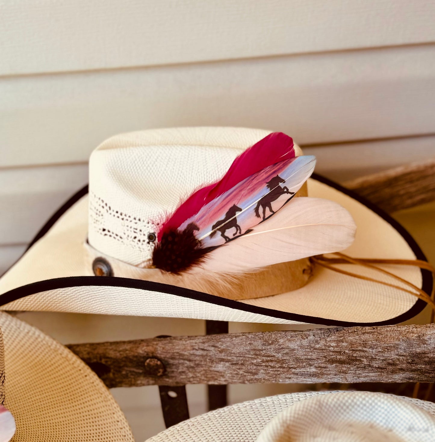 Purple Wild Sunset Horses Hat feather