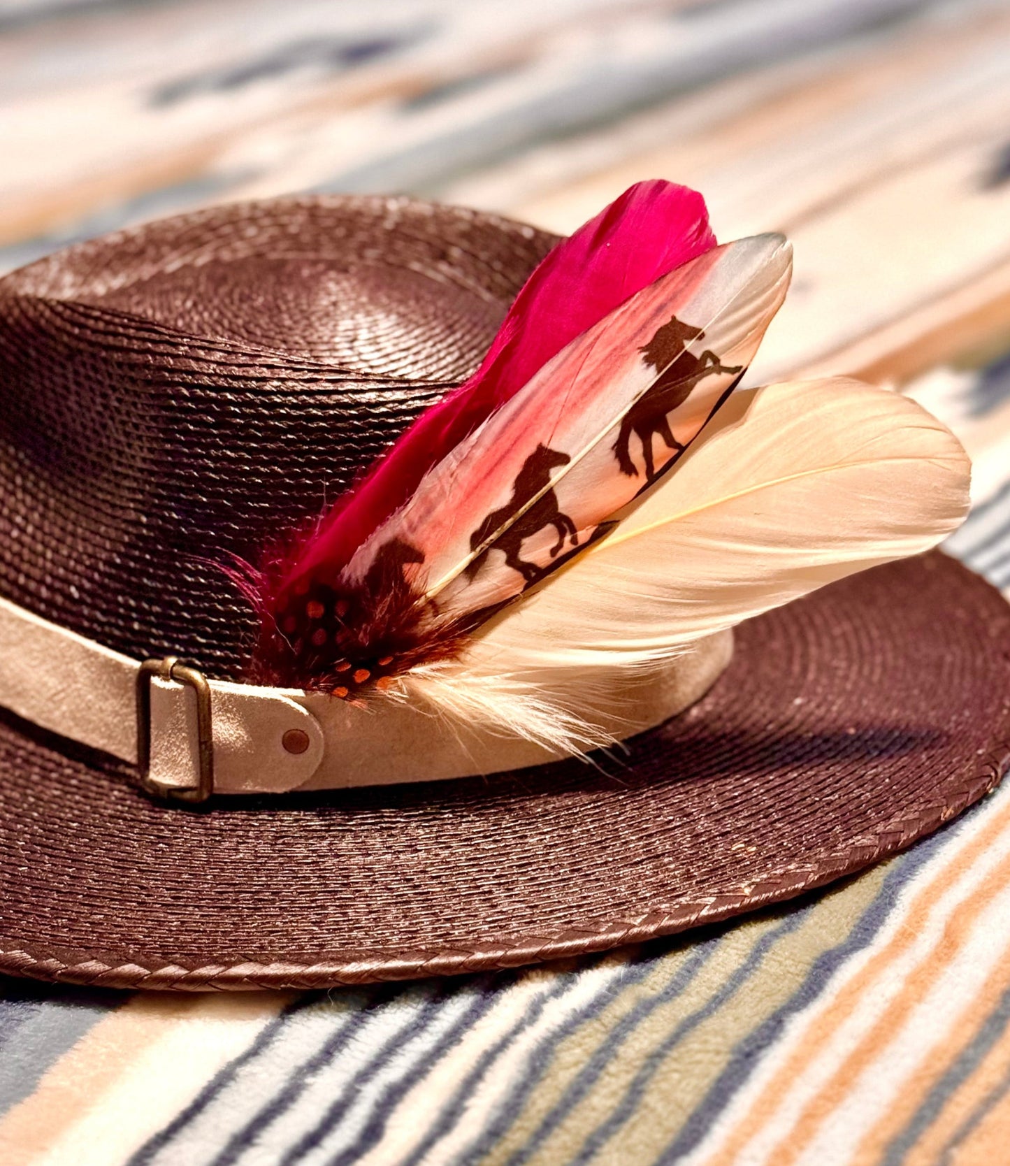 Purple Wild Sunset Horses Hat feather