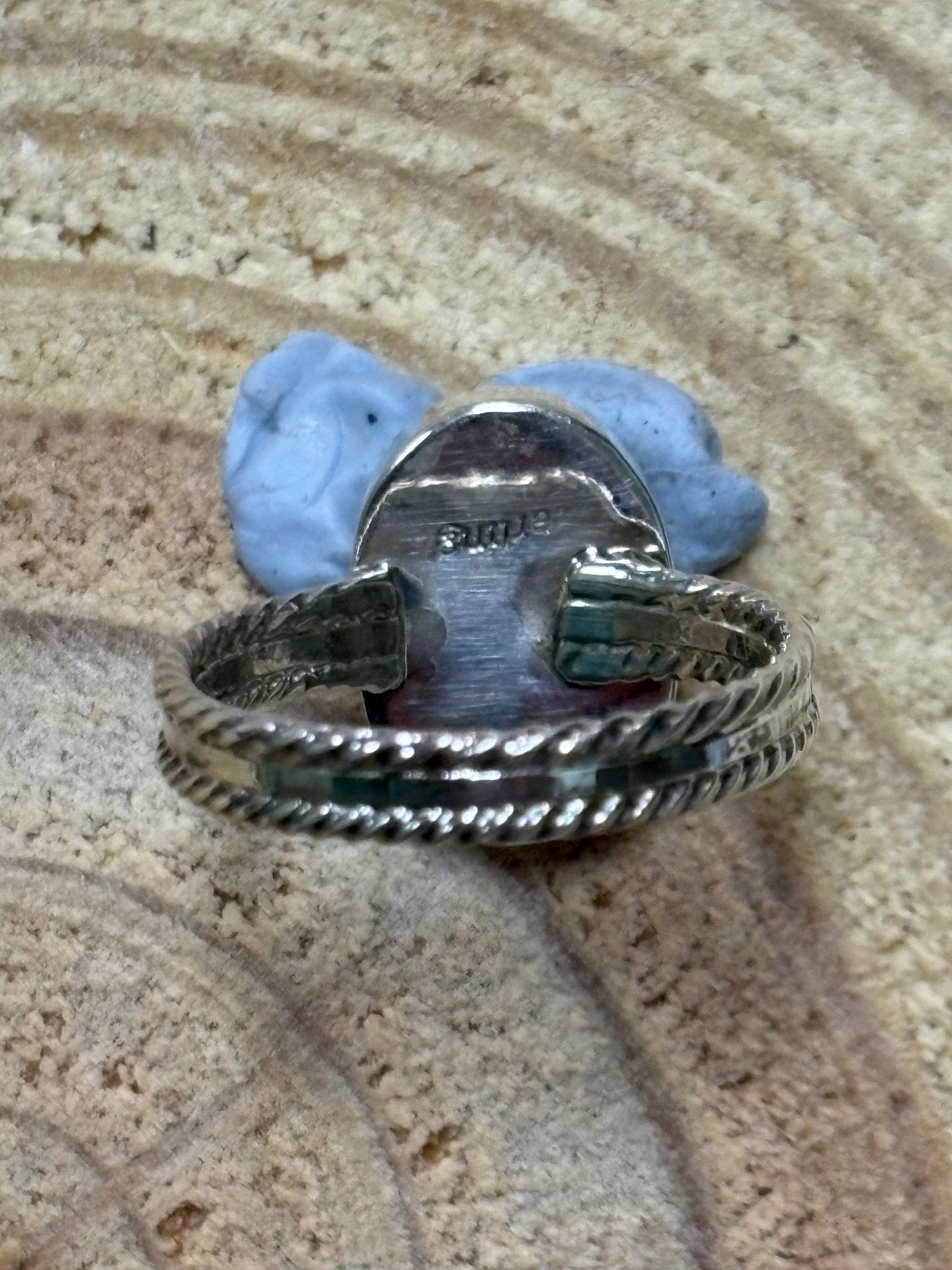 Isabelle Yazzie Navajo Handmade Sterling Silver Opal Statement Ring — Size 7