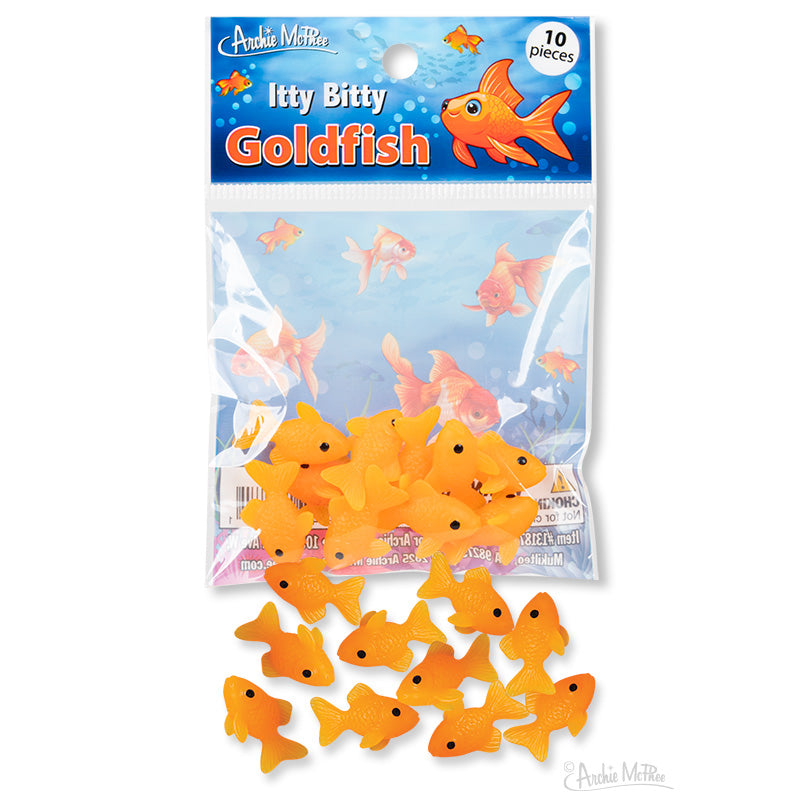 🐟 Itty Bitty GOLDFISH (Bag of 10) Figurines | Mini Vinyl Fish - Archie McPhee
