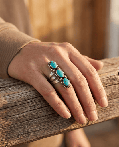 Kathleen Livingston Navajo Sonoran Gem Turquoise Sterling Silver Ring — Size 7