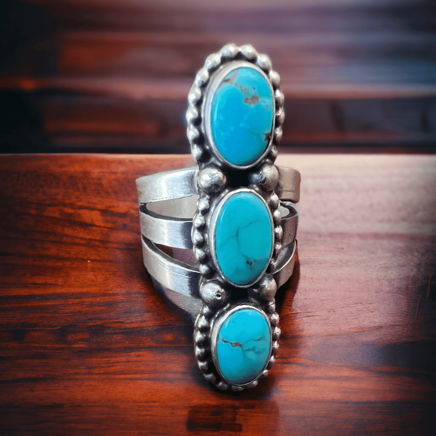 Kathleen Livingston Navajo Sonoran Gem Turquoise Sterling Silver Ring — Size 7