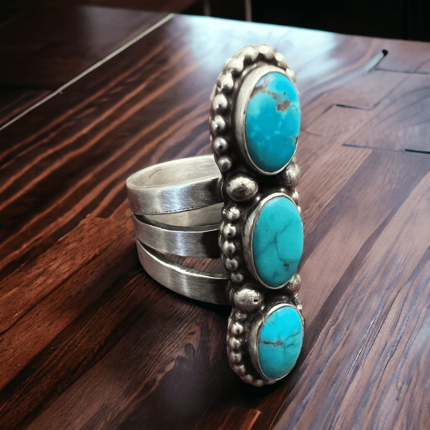 Kathleen Livingston Navajo Sonoran Gem Turquoise Sterling Silver Ring — Size 7